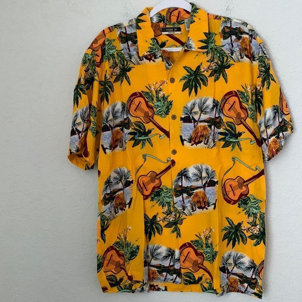 Thumbs Up Hawaiian Print Men’s Shirt Size M